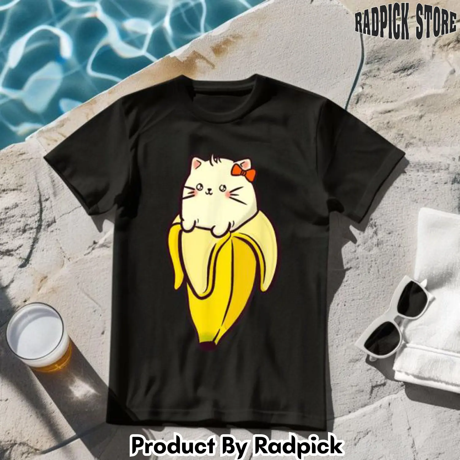 Kawaii cat in banana tshirt rp2632432